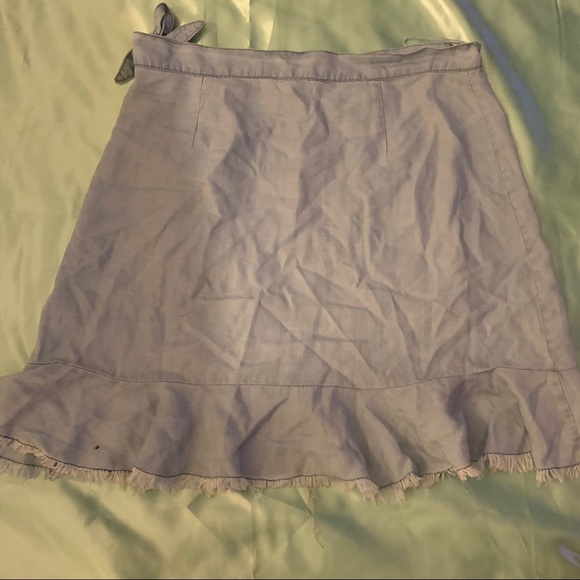 denim chambray wrap mini skirt - Picture 2 of 4